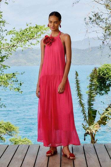 Pink Flower Maxi Dress-Dresses-Farm Rio-Debs Boutique